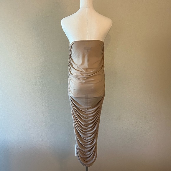 Jluxlabel Nude Beige Ruched Mesh Skirt - Picture 10 of 13
